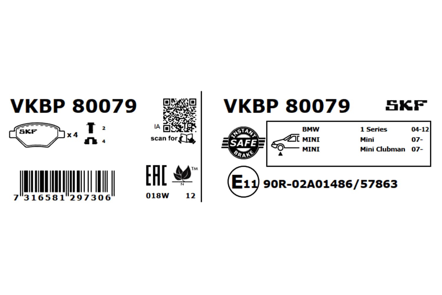 Placute frana SKF VKBP80079